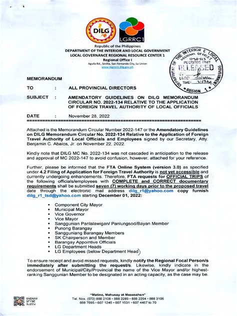 DILG MC NO. 2022 147 Amendatory Guidelines On DILG MC NO. 2022 ...